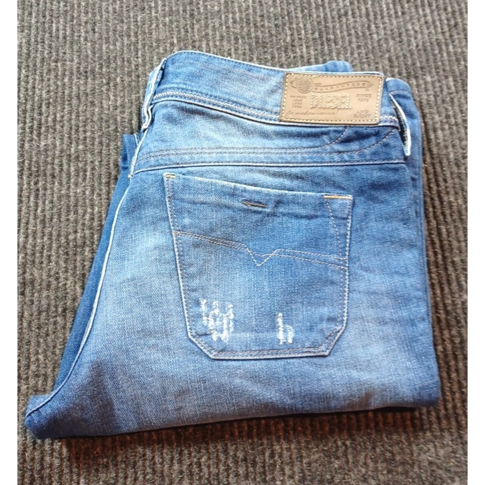 Diesel Lowky Jeans Womens‎ Size 29Wx30L Blue Low Rise Slim Straight Distressed
